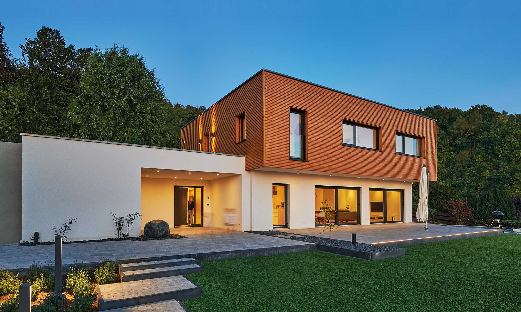 Außenansicht Bauhaus Haus Haberstumpf von Fertighaus WEISS