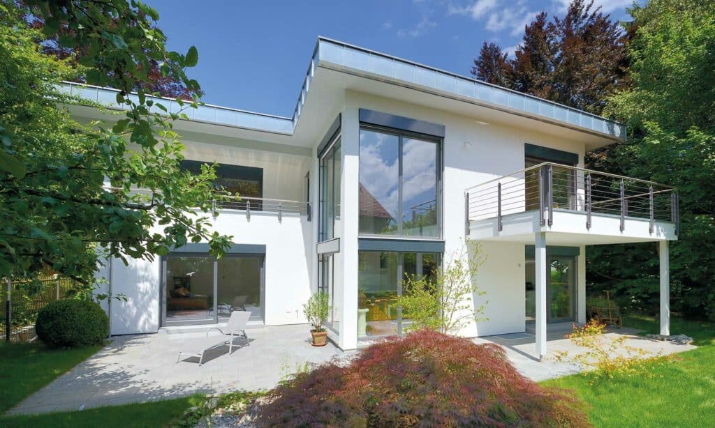 Garten Pultdach Haus Bittner von Fertighaus WEISS