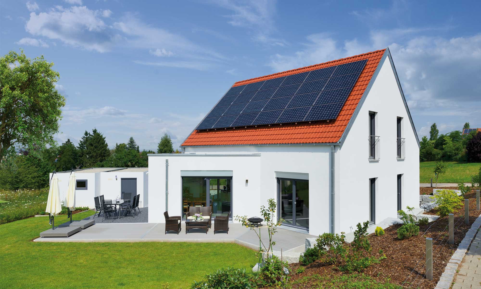 Garten und Terrqasse Haus Berndt von Fertighaus WEISS
