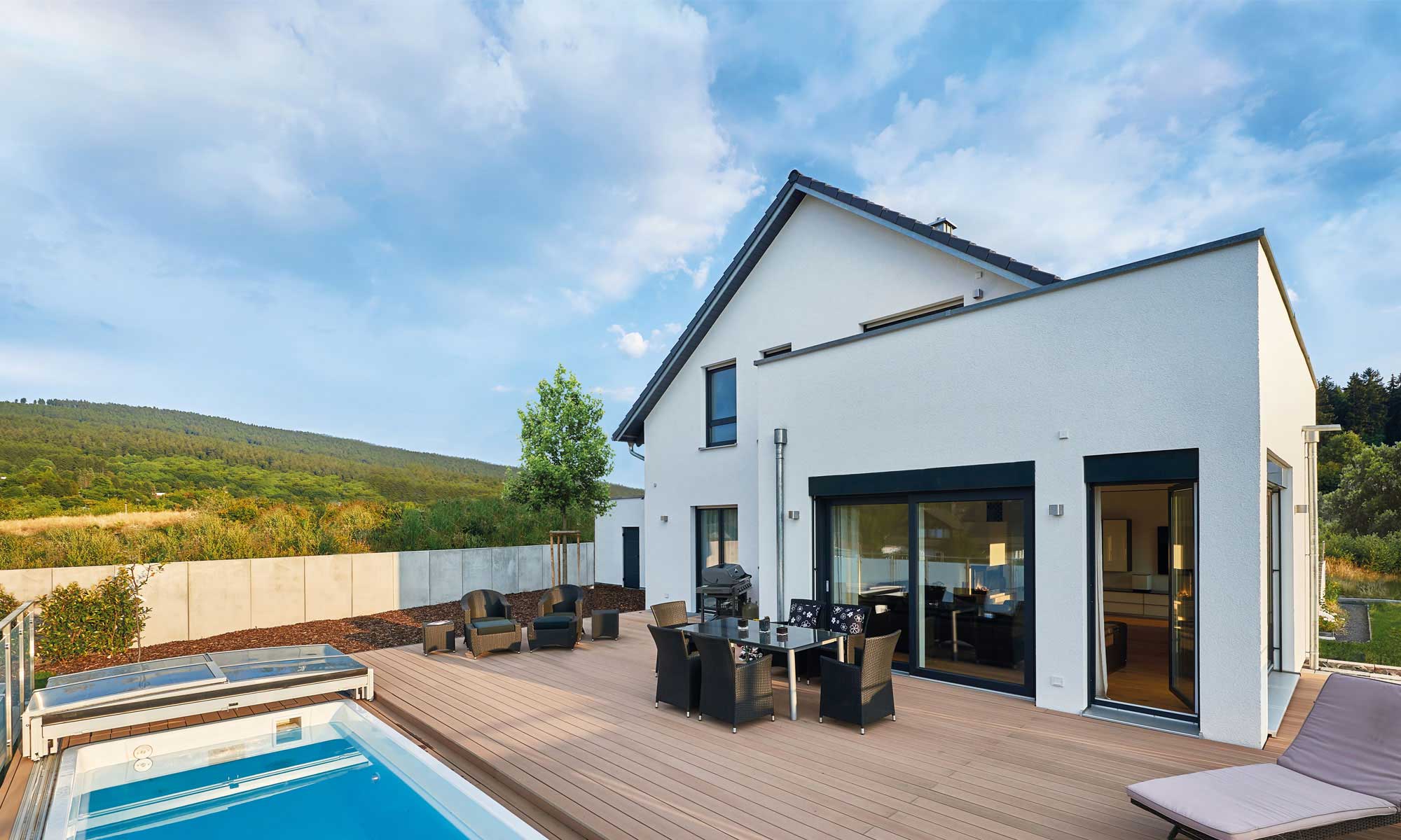 Terrasse Haus Jahn von Fertighaus WEISS