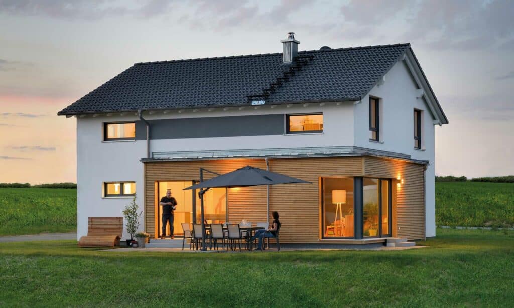 Haus Grauer Fertighaus WEISS