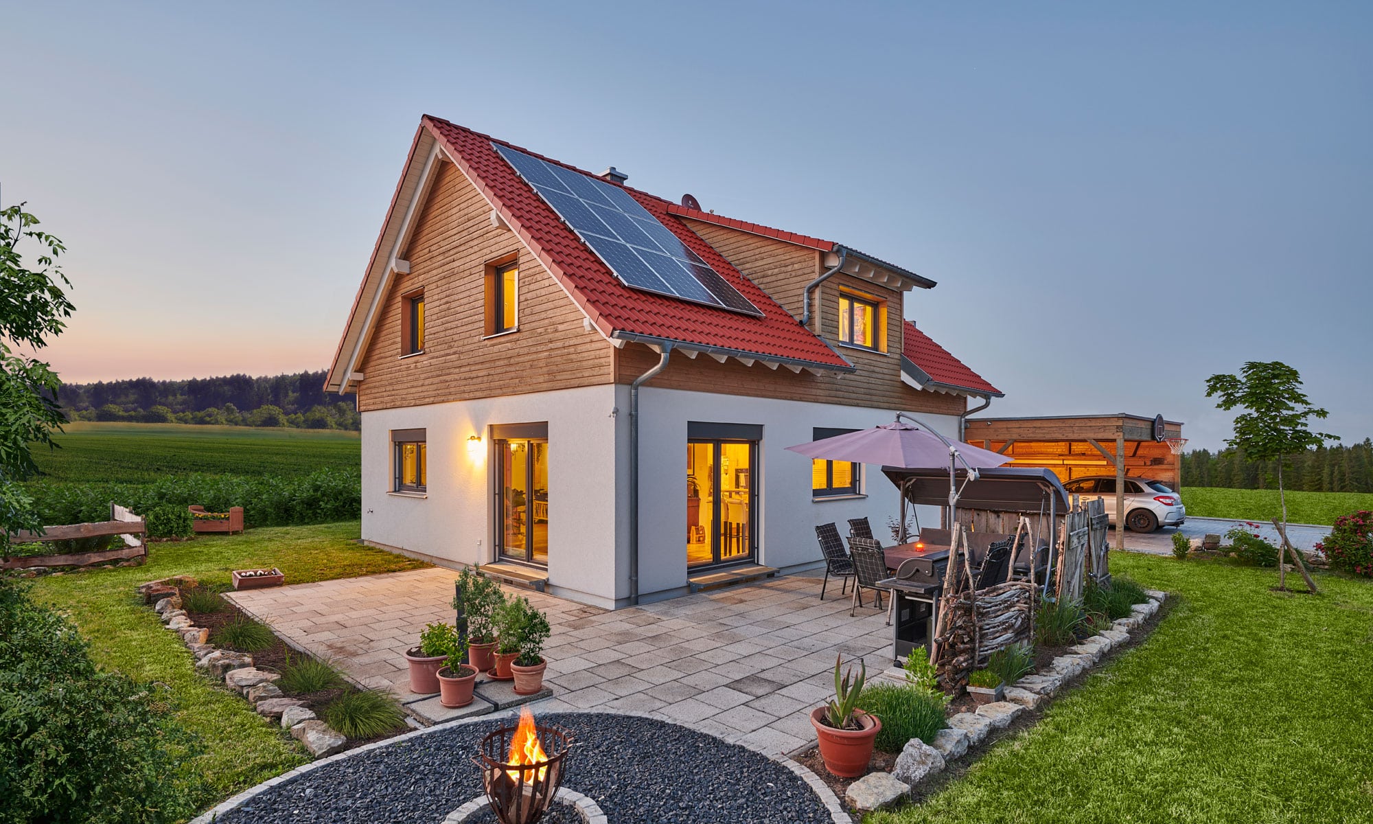 Gartenansicht Haus Kerner von Fertighaus WEISS