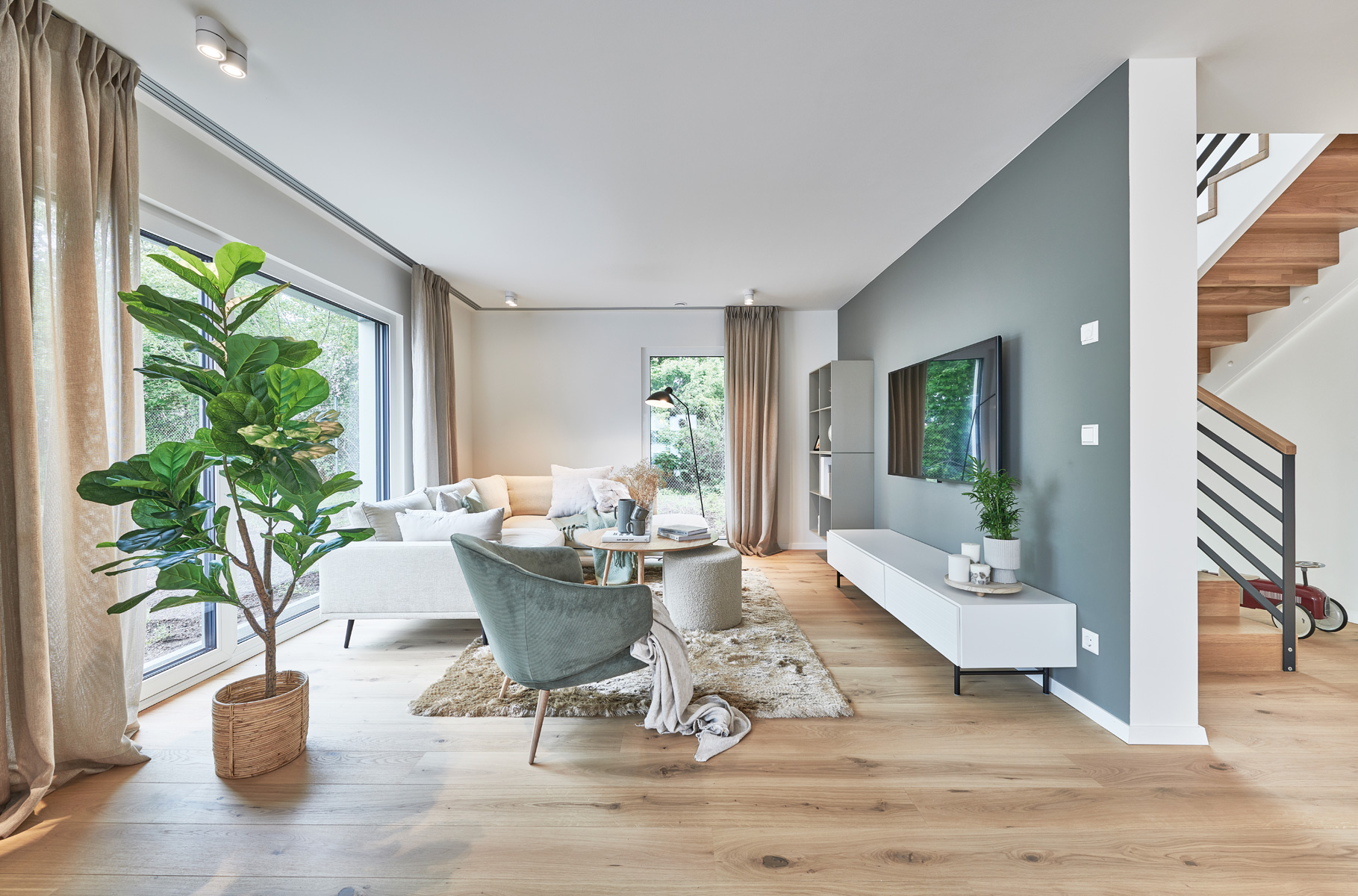 Wohnzimmer im Musterhaus Urban Life in Mannheim